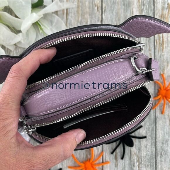 Coach Leather Canteen Crossbody Bag With Halloween Bat Print Purse - Picture 6 of 14